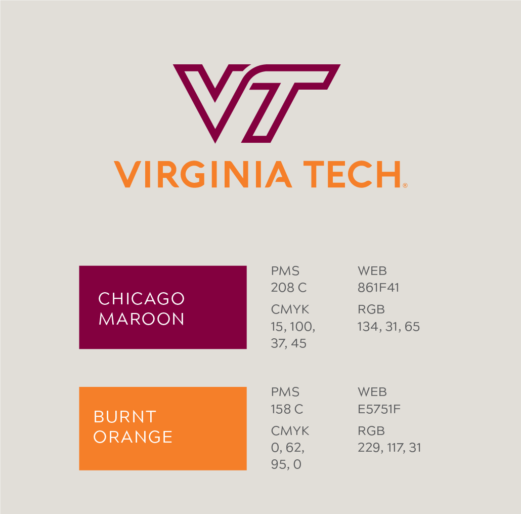 Primary colors for the Virginia Tech logo.