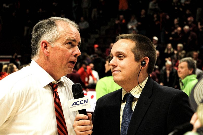 Junior Evan Hughes interviews Virginia Tech men’s basketball coach Mike Young.