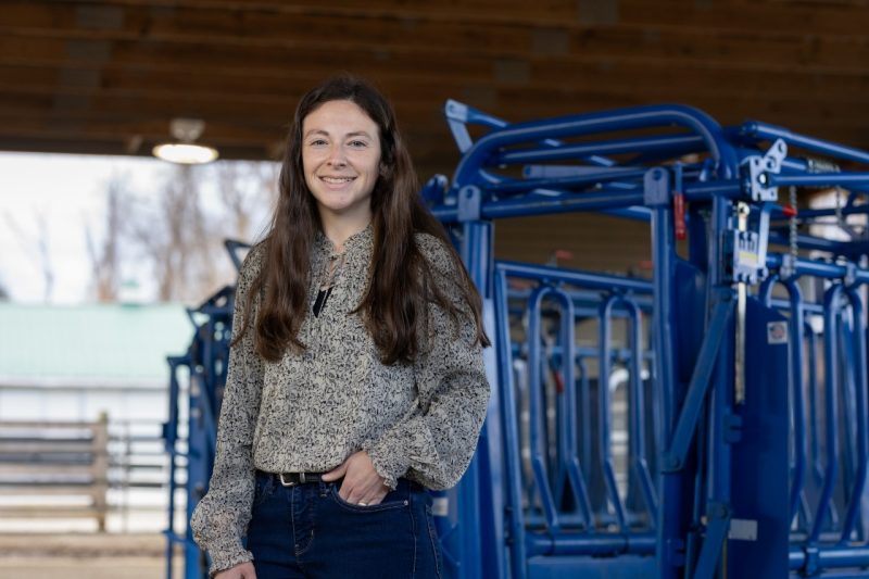 Shelly Underwood posing for a portrait in the Applied Reproductive Facility at the Virginia-Maryland College of Veterinary Medicine