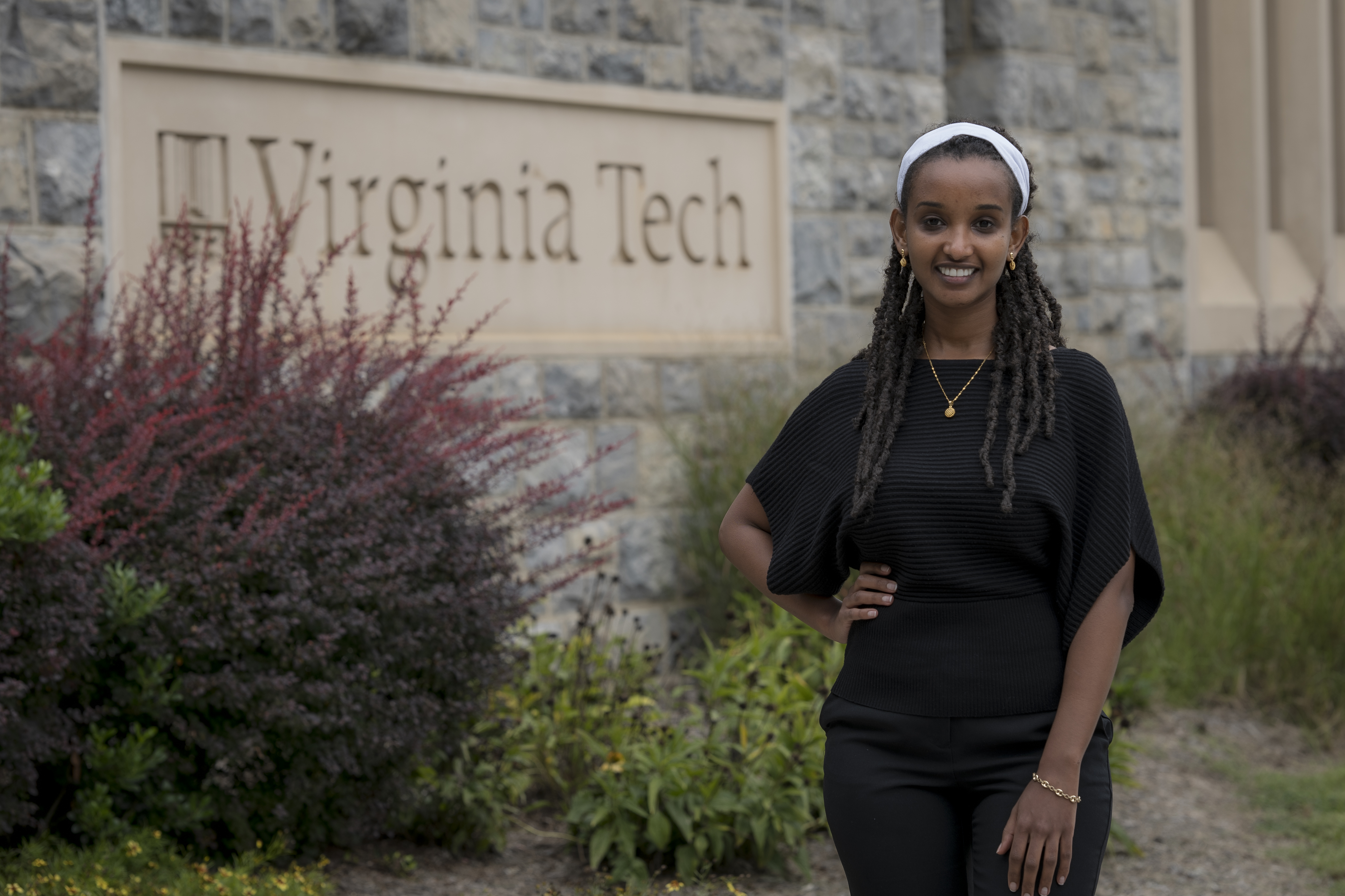 Maedot Haymete Maedot Haymete, a first year student at the Virginia Tech Carilion School of Medicine, stands outside the school's building made of Hokie Stone.