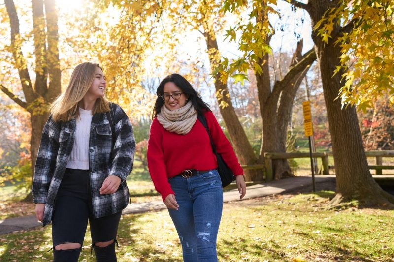 Students at duck pond