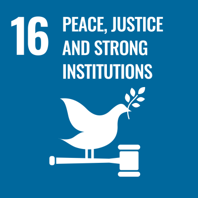 16 Peace, Justice, and Strong Institutions dashboard